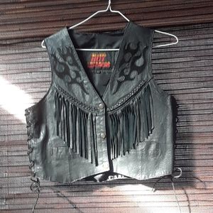 Leather fringed vest